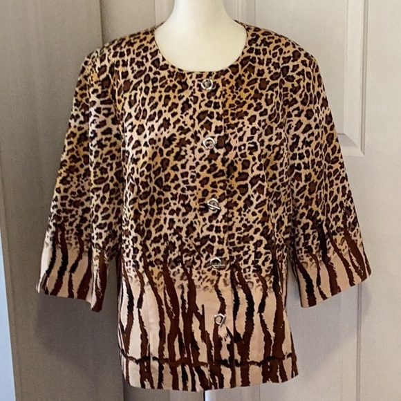 Silk Land Collection women's jacket Leopard pattern size 1 XL - Picture 1 of 6